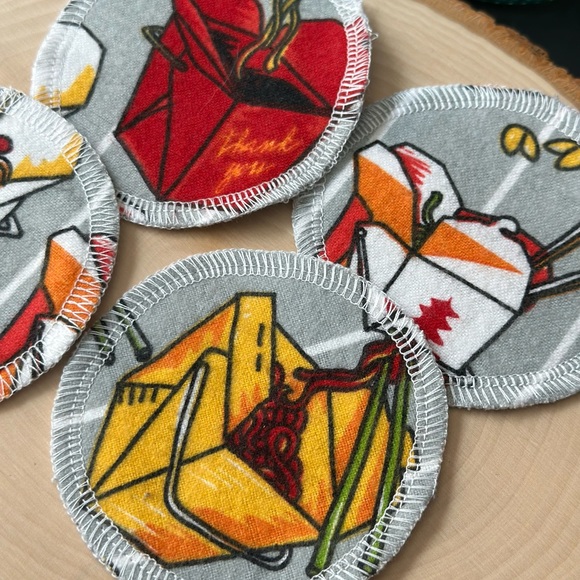 Chinese Takeout 100% Cotton Flannel Reusable Facial Rounds - Picture 3 of 4